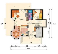 Стильный загородный коттедж с мансардой с площадью 150 m²
