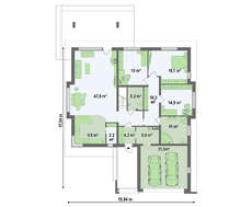 Проект коттеджа с тремя спальнями и фронтальным гаражом