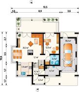 Проект оригинального загородного поместья с площадью 151 m²