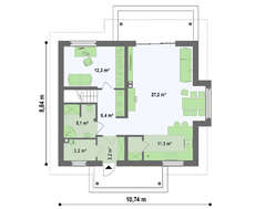 Проект коттеджа с эркером и кабинетом на первом этаже