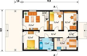 Архитектурный проект роскошного загородного дома с мансардой и террасой