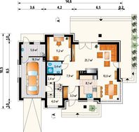 Архитектурный проект прекрасного дома с мансардой и террасой