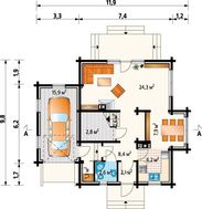 Проект оригинальной деревянной усадьбы с балконом и мансардой