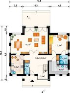 Проект чудесного загородного дома с большими комнатами и кухней