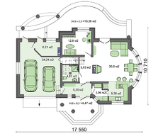 Оригинальный загородный коттедж с роскошной террасой и полукруглыми балконами