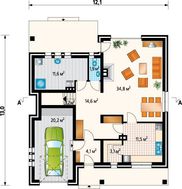 Стильный загородный коттедж с большими комнатами и вторым этажом