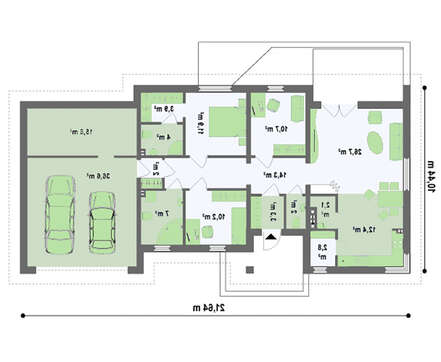 Проект одноэтажного дома с гаражом для двух авто и хозяйственным помещением