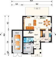 Привлекательный проект дома 170 m² с мансардой и гаражом на 1 машину