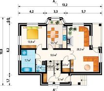 Проект симпатичного дома с гаражом в цокольном этаже