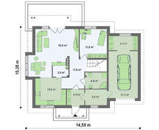 Проект красивого дома с мансардой над гаражом