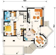 Выделяющийся проект коттеджа с гаражом на два авто в цокольном этаже