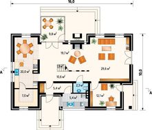 Яркий особняк с мансардной крышей