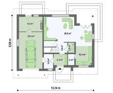 Проект коттеджа с гаражом, мансардой и хозяйственным помещением