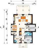 План двухэтажного дома с четырьмя спальнями на втором уровне общей площадью 133 кв. м, жилой 108 кв.м