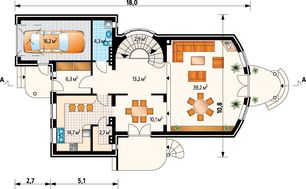 Необычный проект аристократического дома с полукруглыми помещениями