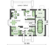 План роскошного двухэтажного дома с гаражом