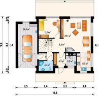 Интересный проект современного двухэтажного дома с гаражом