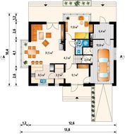 Проект видного загородного коттеджа с гаражом для одного автомобиля
