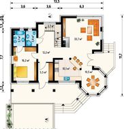 Проект особняка с мансардой со строгим фасадом