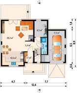 Компактный мансардный коттедж с гаражом на 1 автомобиль
