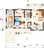 Проект интересного особняка с кухней-студией