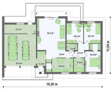 Проект одноэтажного дома с боковым гаражом