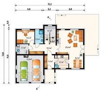 Проект жилого двухэтажного дома необычной планировки