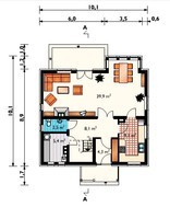 План стильного жилого дома с просторной гостиной