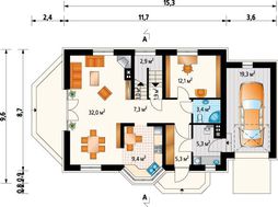 Интересный проект двухэтажного стильного особняка с гаражом