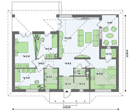 Проект одноэтажного дома с оранжереей и террасой