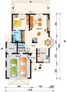 Коттедж с многоскатной крышей и гаражом для 2х авто