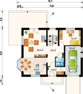 Загородный коттедж с мансардой для небольшой семьи