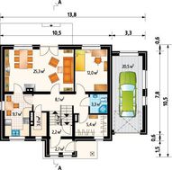 Проект коттеджа с мансардой в деревенском стиле