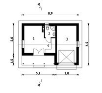 Одноэтажное здание с гаражом и санузлом
