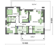 Проект простого одноэтажного дома с чердаком