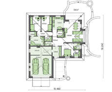 Проект одноэтажного дома с большим гаражом для 2х автомобилей