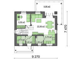 Проект белого дома с мансардой, выполненного в классическом стиле