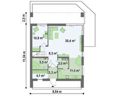 Проект практичного дома с необычной мансардой и кирпичным фасадом