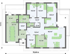 Симпатичный уютный коттедж с многоскатной крышей