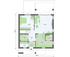 Проект классического дома средних размеров с двухскатной крышей