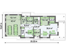 Проект большой виллы с боковой террасой