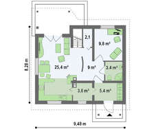 Проект бюджетного простого коттеджа с мансардой