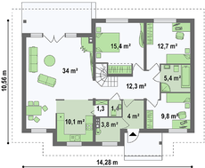 Проект большого загородного коттеджа с мансардой