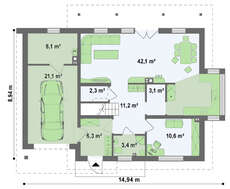 Проект одноэтажного дома с террасой над гаражом
