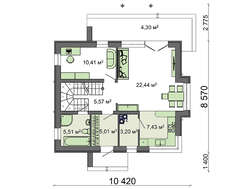 Проект современного стильного коттеджа с эркером и необычным балконом