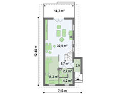 Проект двухэтажного небольшого коттеджа для узкого участка