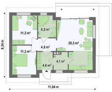 Проект простого недорогого одноэтажного коттеджа