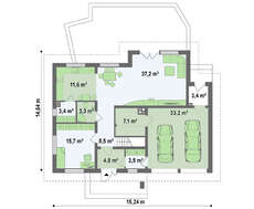 Проект просторного коттеджа с гаражом для двух авто