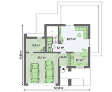 Небольшой двухэтажный дом с плоской кровлей