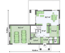 Небольшой двухэтажный дом с гаражом в пристройке